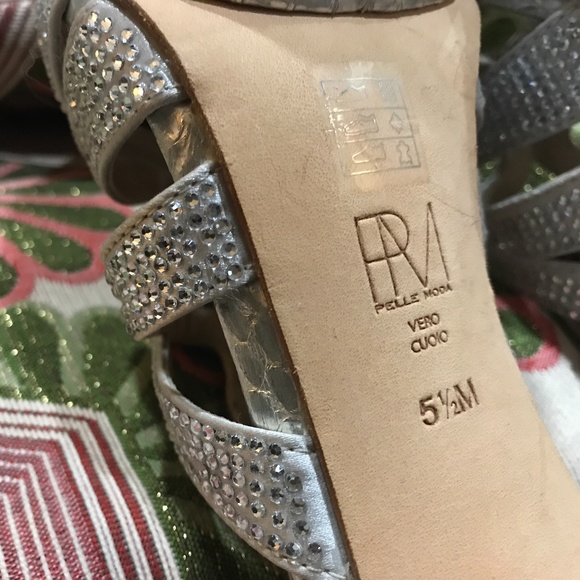 Pelle Moda silver crystal faux snakeskin platform heels 5.5 - Picture 4 of 6